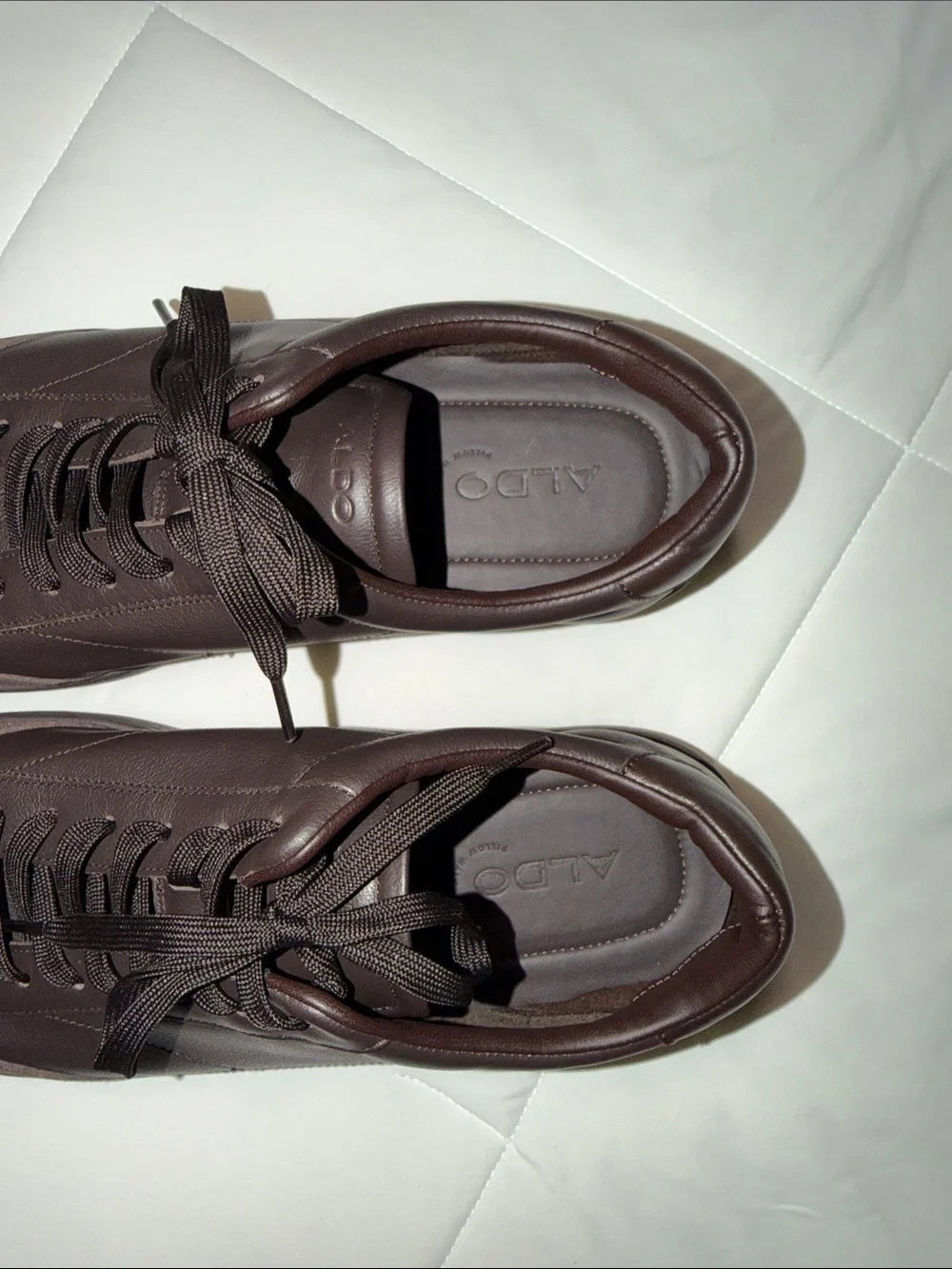 Aldo Men's Dark Brown Leather-Look Sneakers